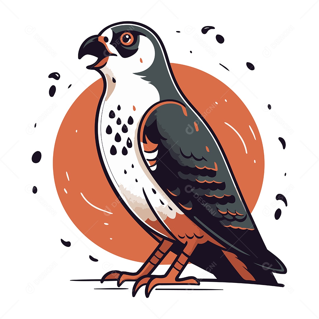 Falcão Peregrino de Desenho Animado Ilustração Vetor EPS