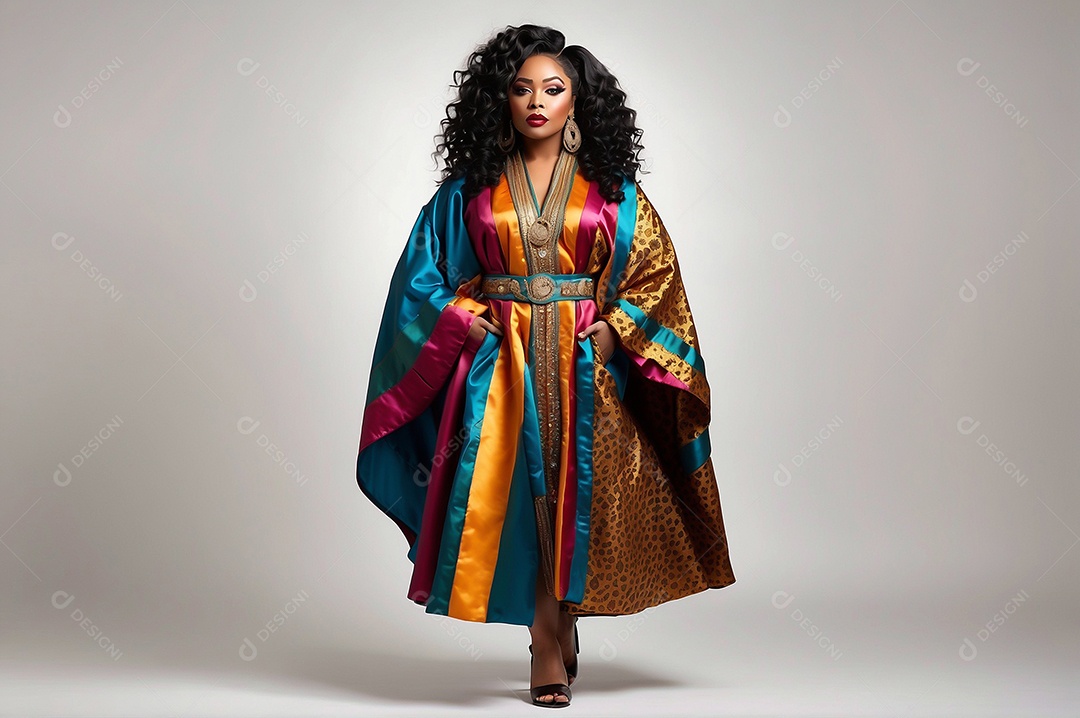 Mulher negra roupas elegantes isoladas diversas etnias