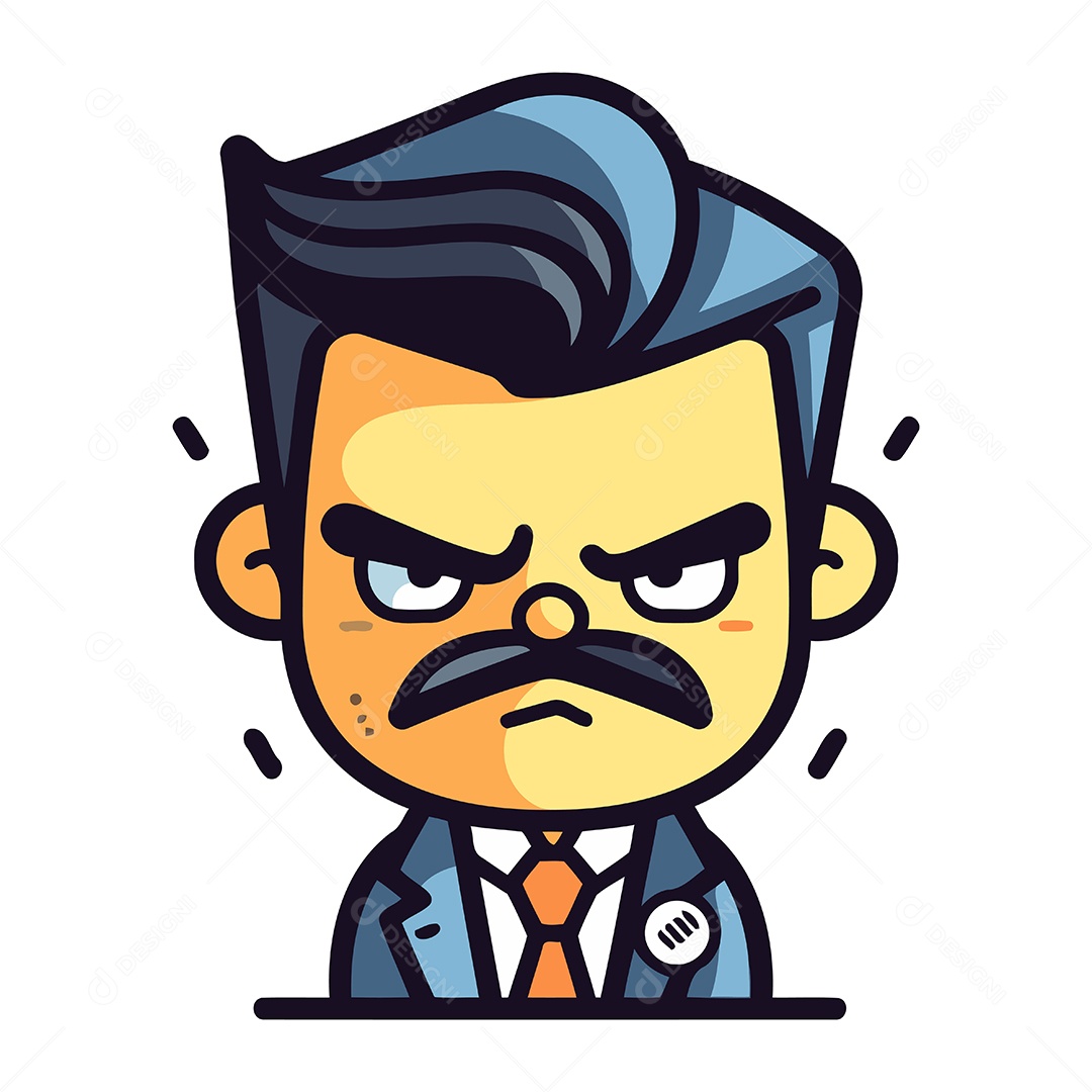 Chefe Irritado de Desenho Animado Ilustração Vetor EPS