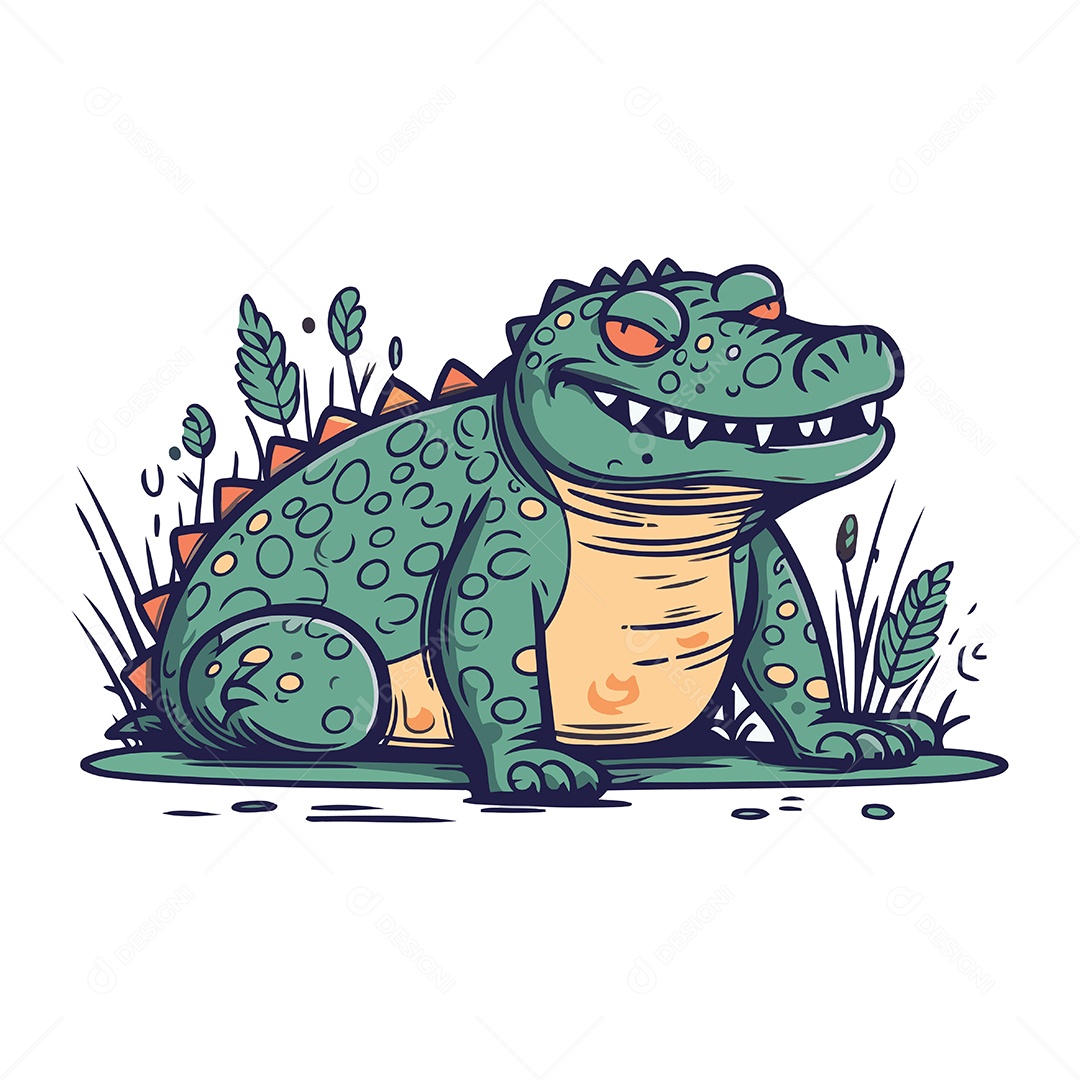 Crocodilo de Desenho Animado Ilustração Vetor EPS