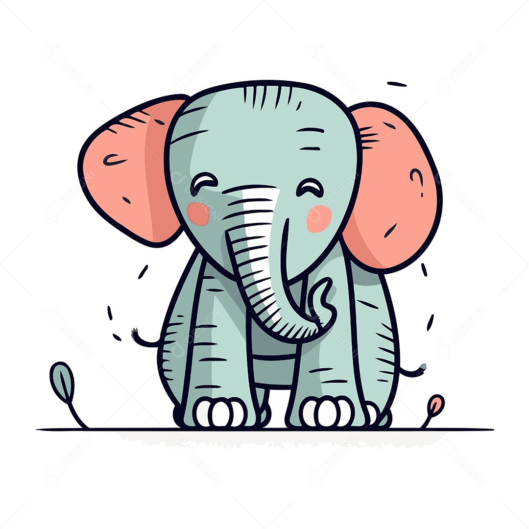 Elefante de Desenho Animado Ilustração Vetor EPS