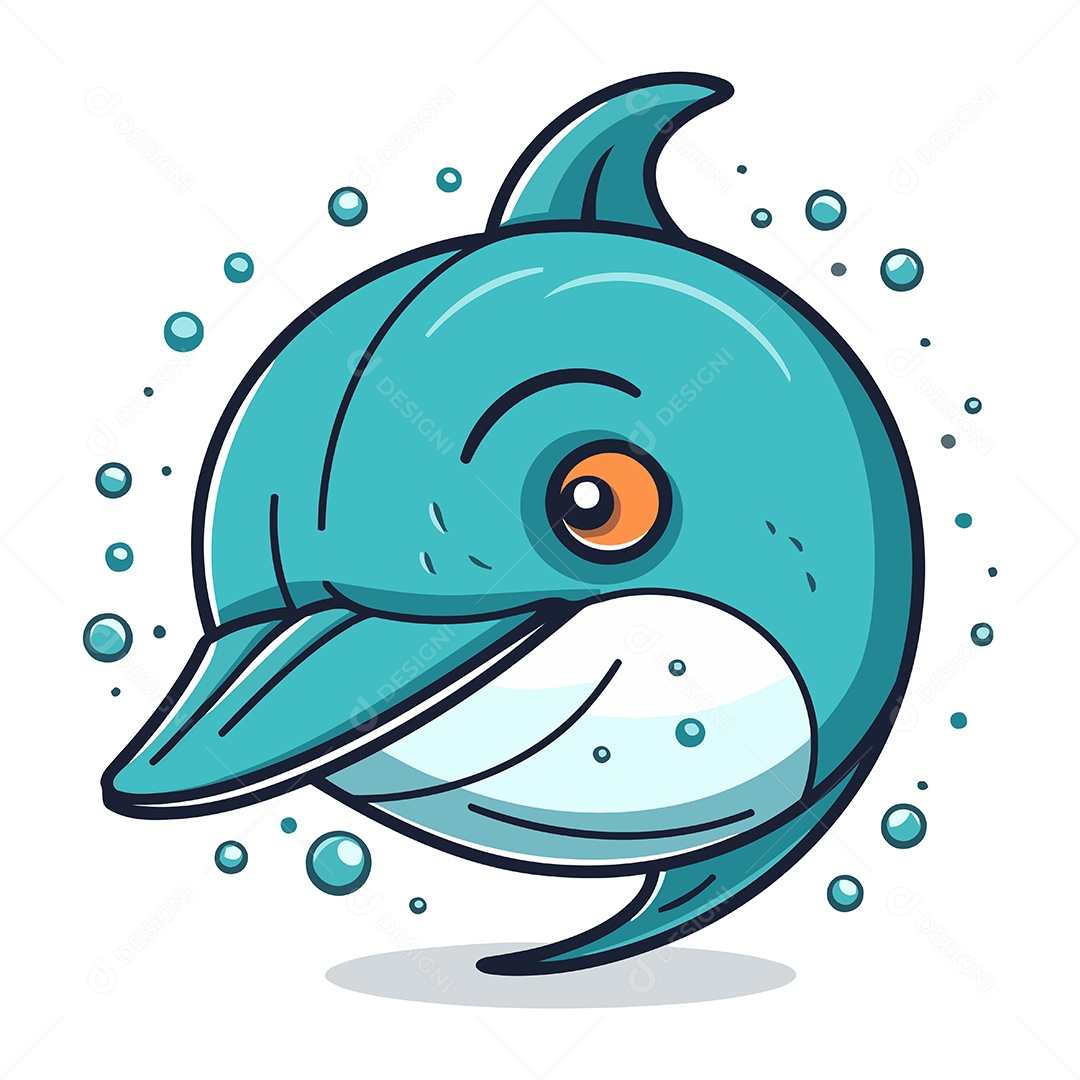 Golfinho de Desenho Animado Ilustração Vetor EPS
