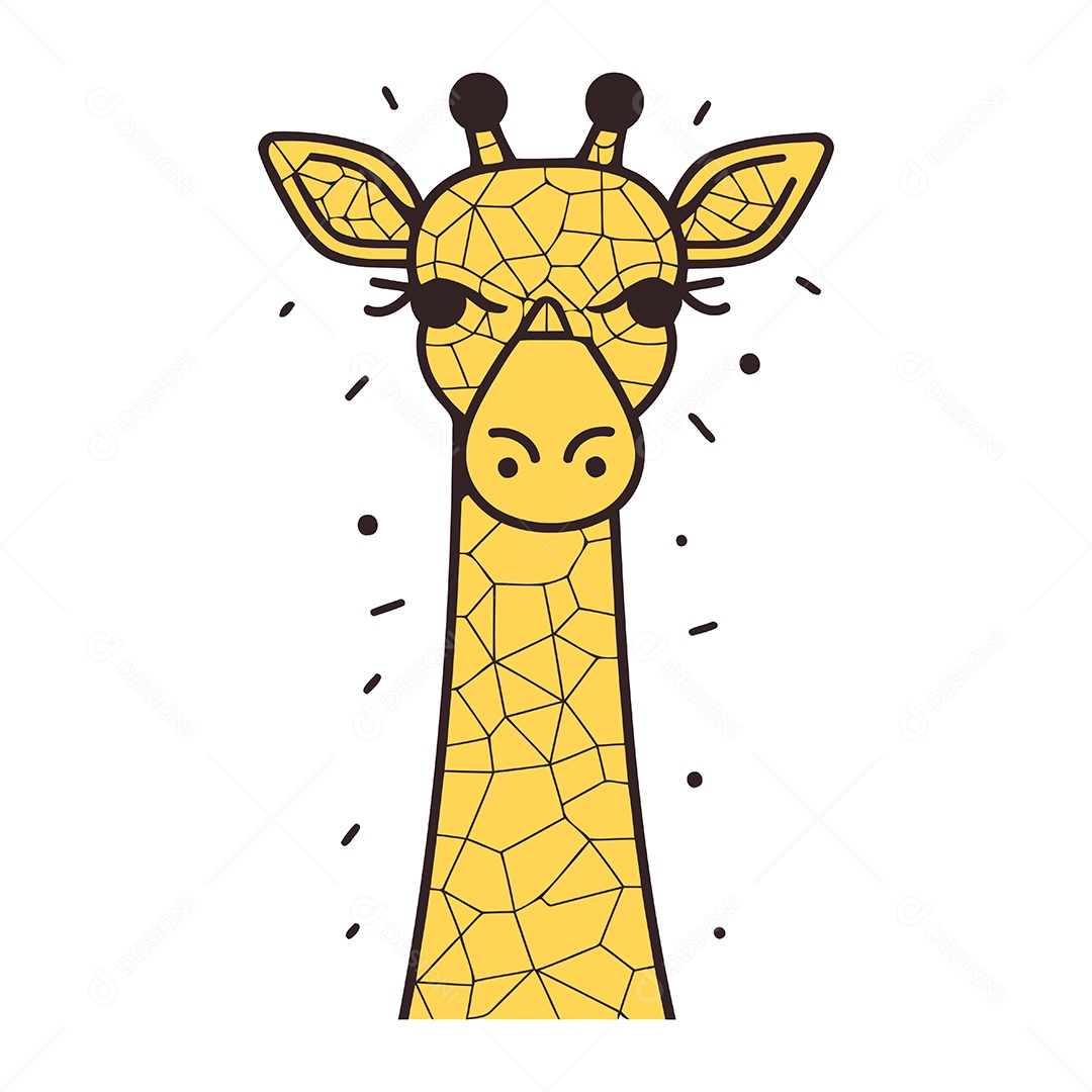 Cabeça de Girafa Desenho Animado Ilustração Vetor EPS