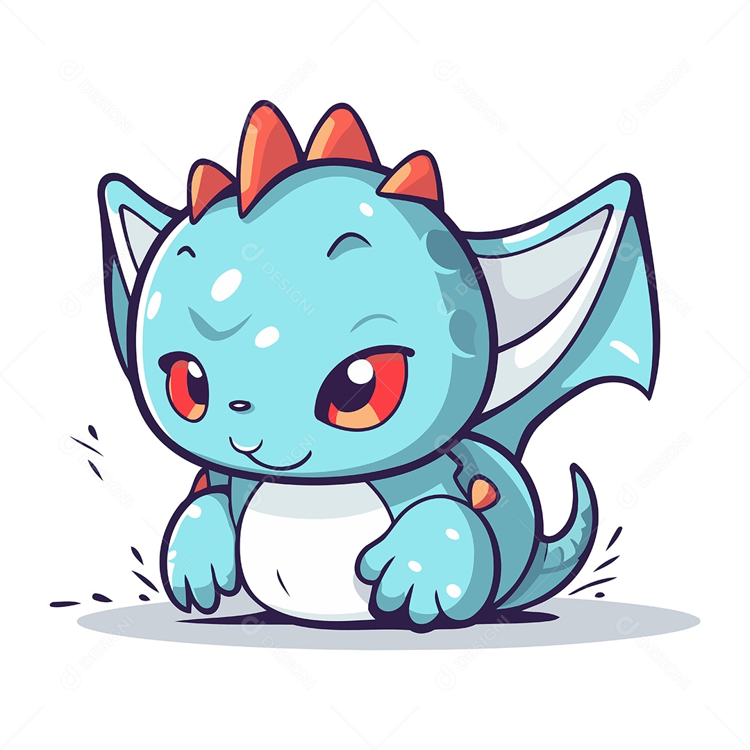 Dragão Fofo de Desenho Animado Ilustração Vetor EPS