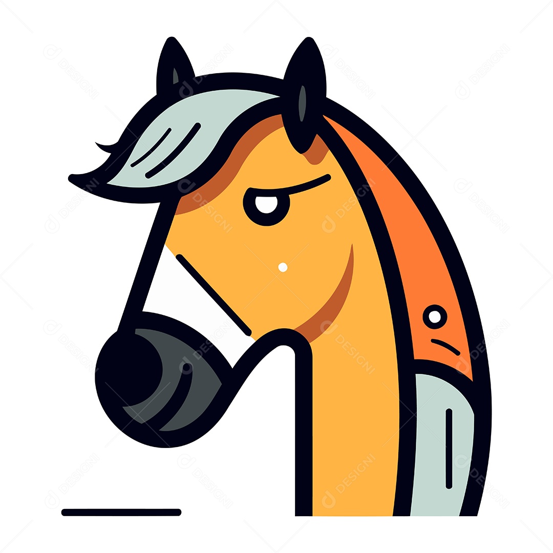 Cabeça de Cavalo Desenho Animado Ilustração Vetor EPS