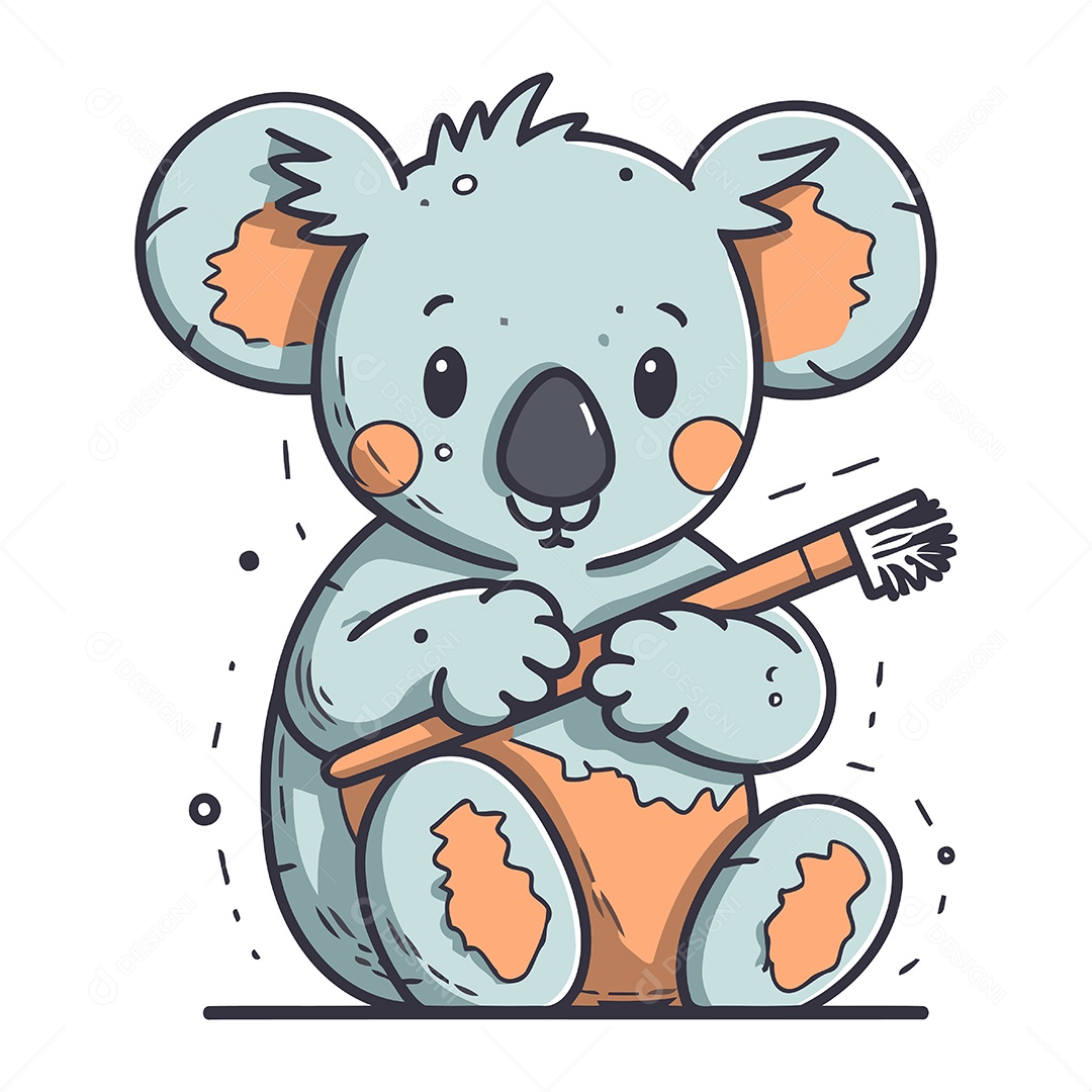 Coala com uma Escova de Dente Ilustração Vetor EPS