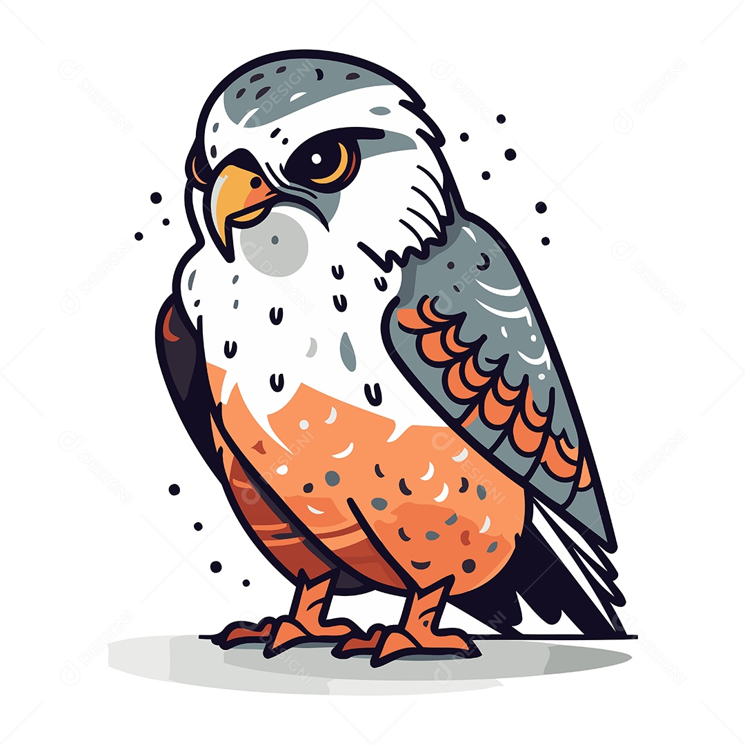 Falcão Peregrino de Desenho Animado Ilustração Vetor EPS