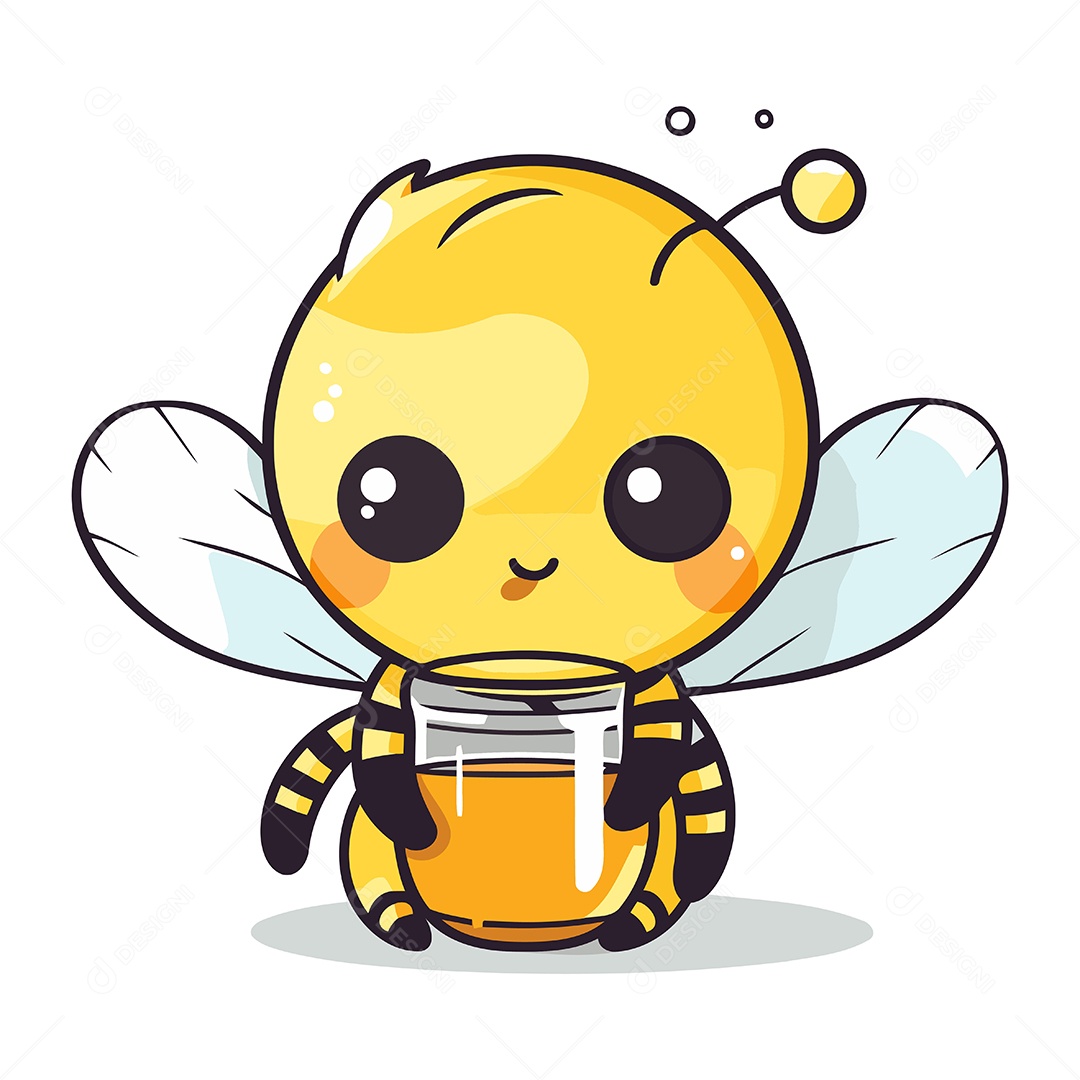 Abelha Segurando um Copo de Suco Ilustração Vetor EPS