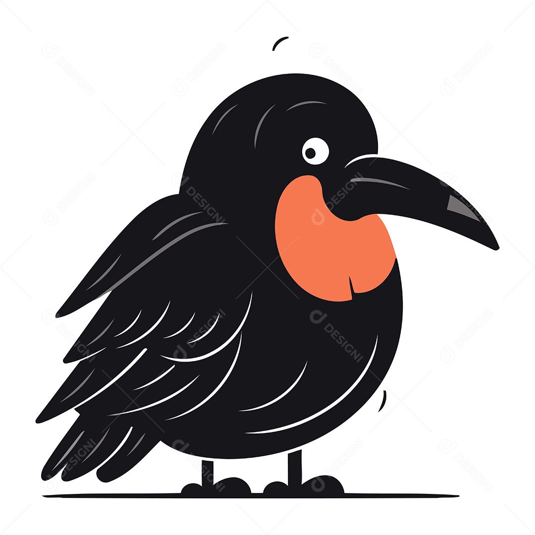 Corvo Bonito de Desenho Animado Ilustração Vetor EPS