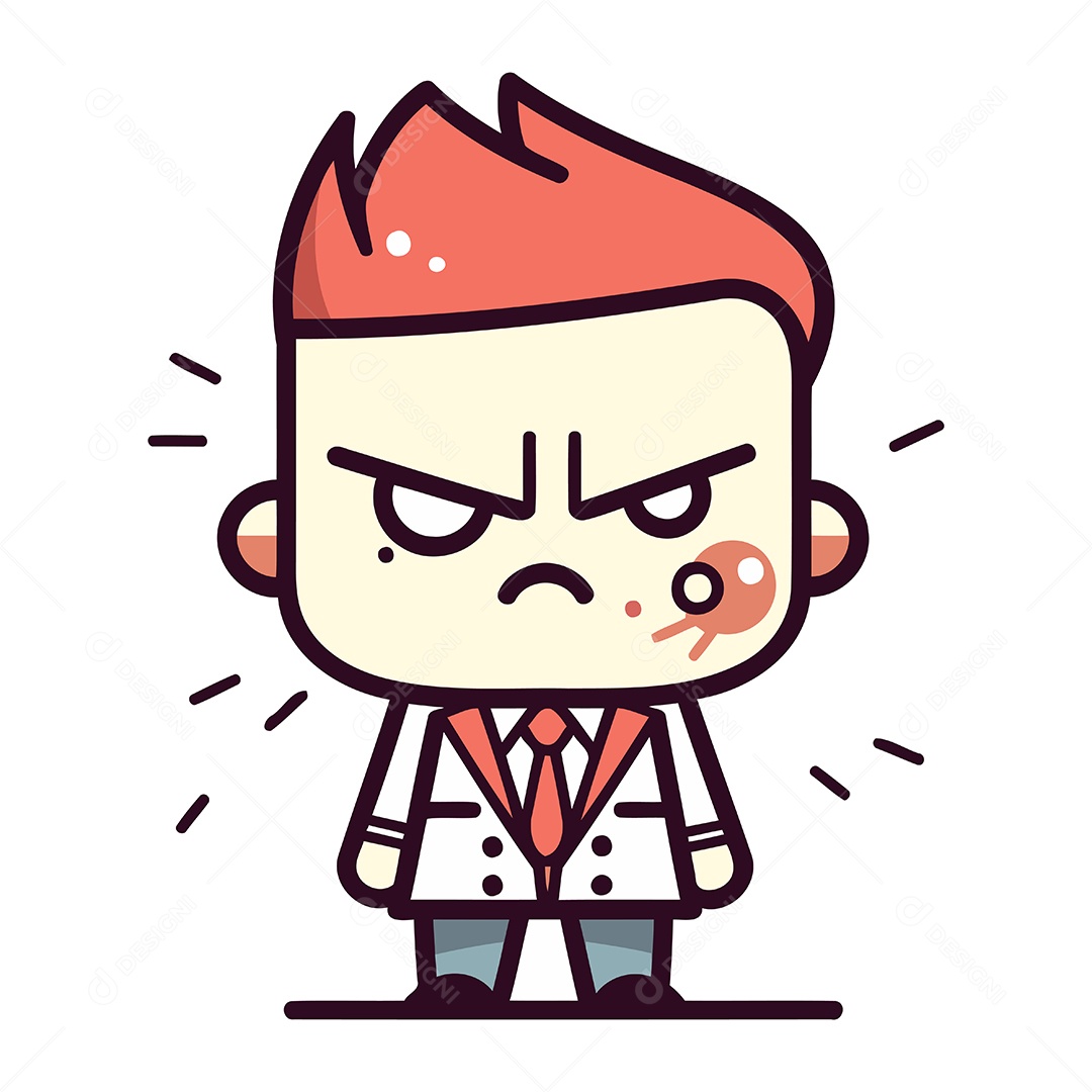 Homem Bravo de Desenho Animado Ilustração Vetor EPS