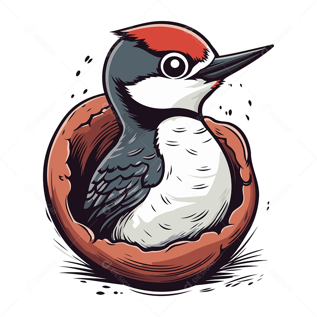 Pica Pau em uma Tigela de Barro Ilustração Vetor EPS