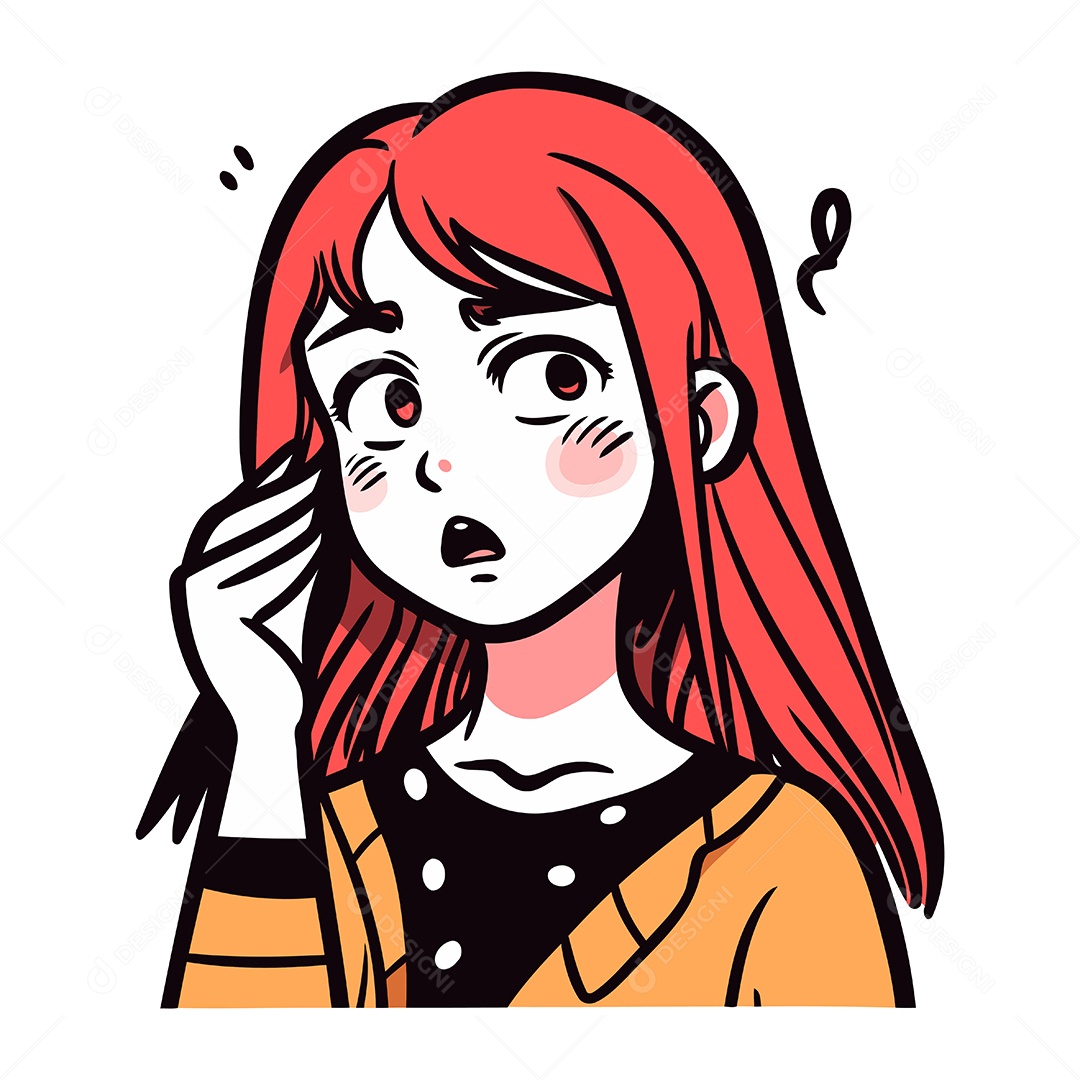 Jovem Ruiva de Desenho Animado Ilustração Vetor EPS