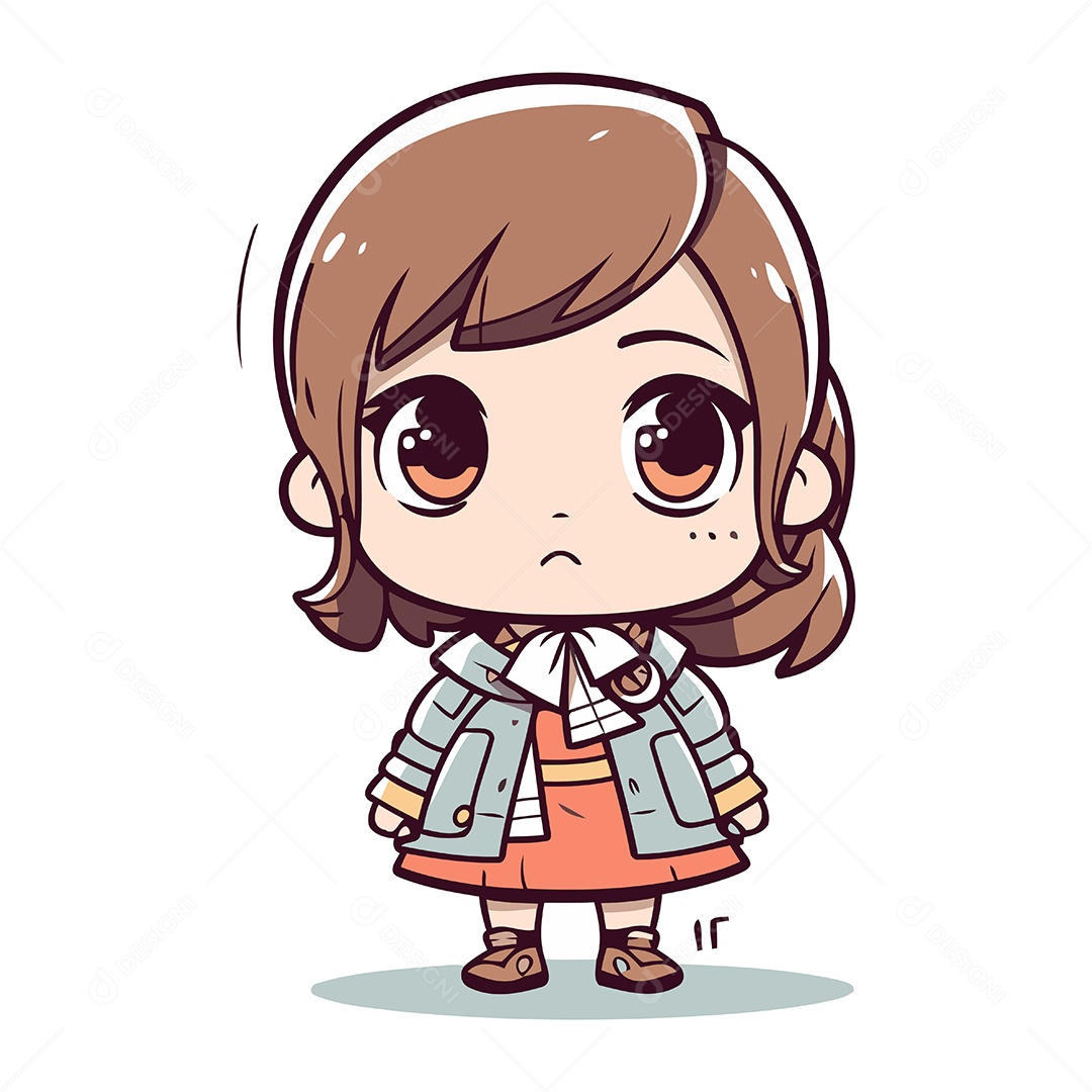 Menina Bonitinha de Desenho Animado Ilustração Vetor EPS