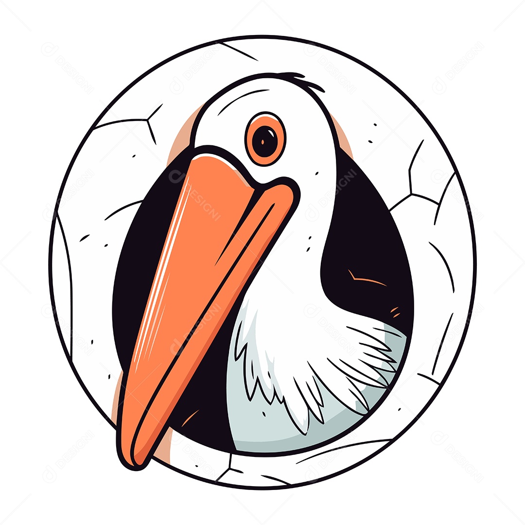Cabeça de Pelicano Desenho Animado Ilustração Vetor EPS