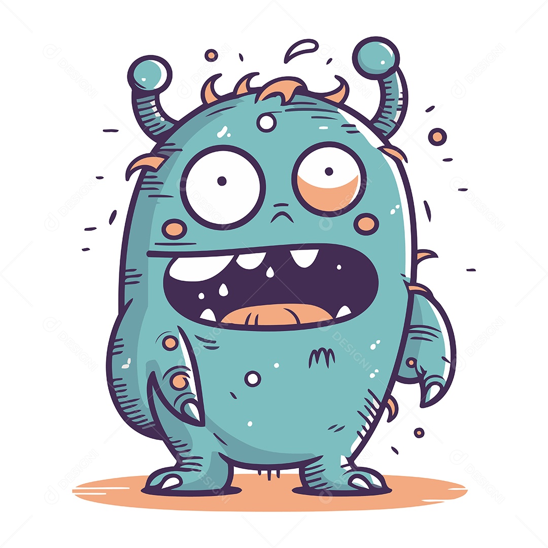 Monstro de Desenho Animado Ilustração Vetor EPS