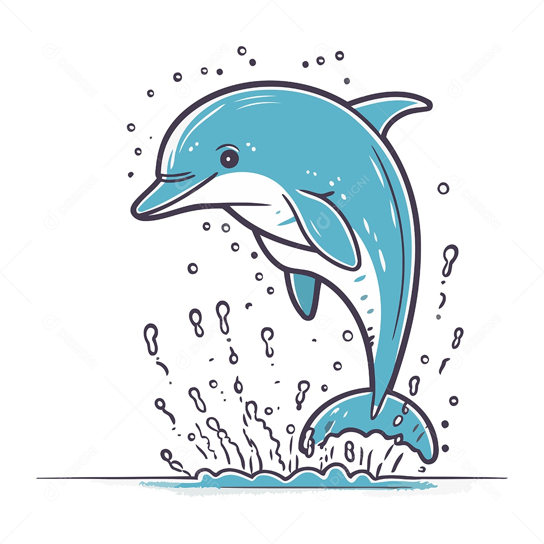 Golfinho de Desenho Animado Ilustração Vetor EPS