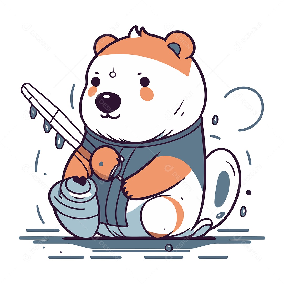 Urso Polar de Desenho Animado Ilustração Vetor EPS