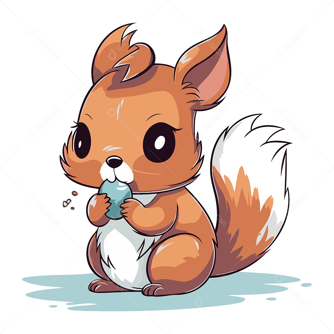 Esquilo Fofo de Desenho Animado Ilustração Vetor EPS