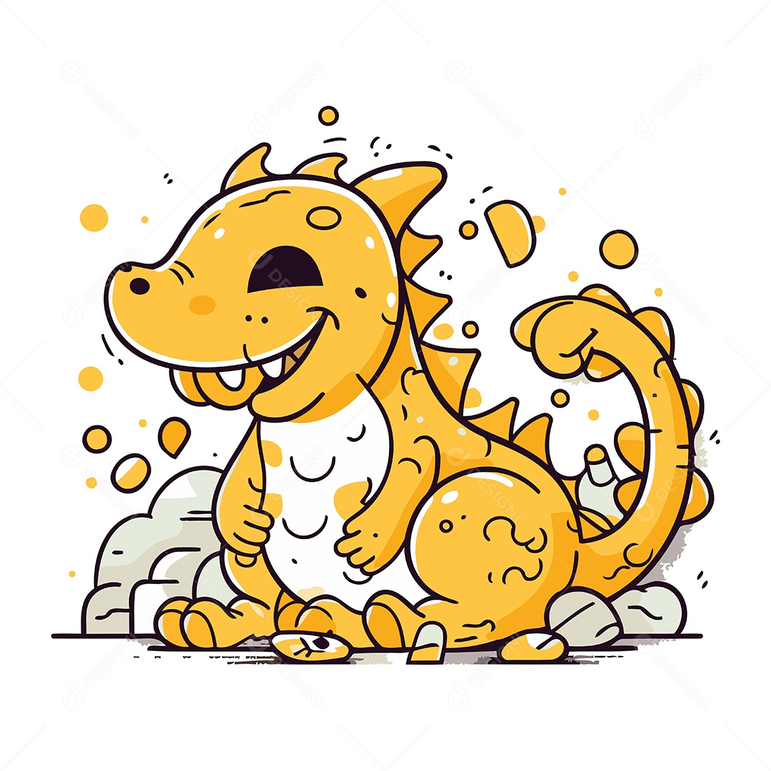 Dragão Fofo de Desenho Animado Ilustração Vetor EPS