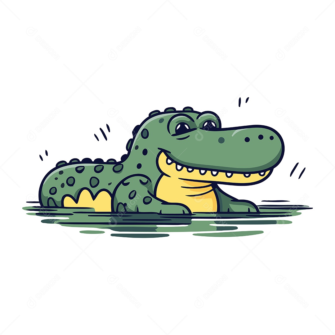 Crocodilo de Desenho Animado Ilustração Vetor EPS