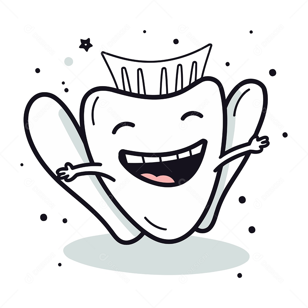 Dente de Desenho Animado Ilustração Vetor EPS