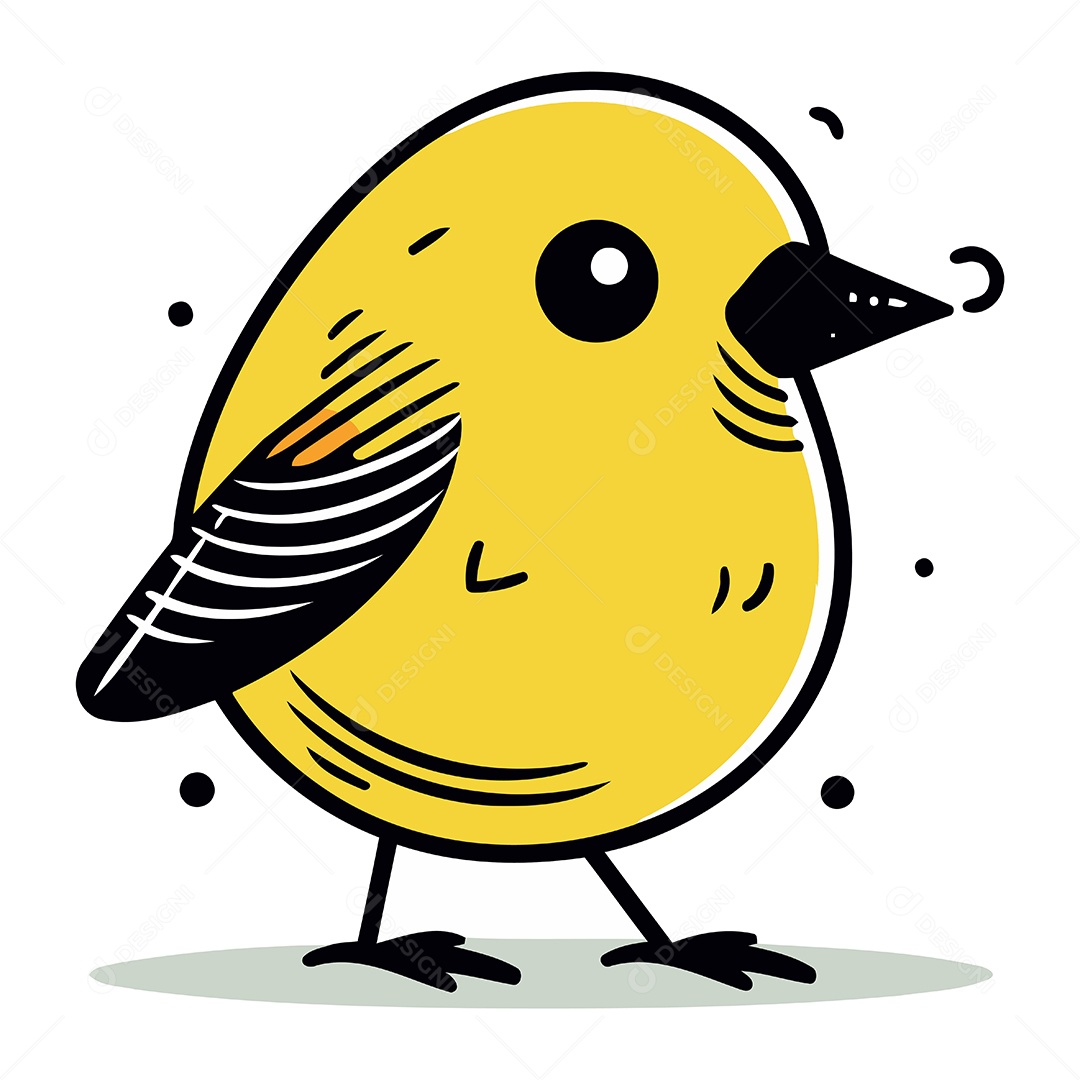 Pássaro Amarelo de Desenho Animado Ilustração Vetor EPS