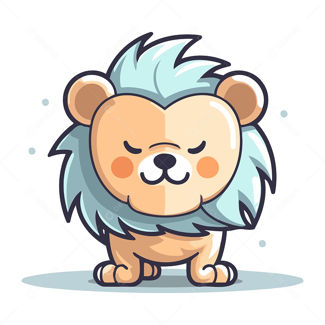 Leão Fofo de Desenho Animado Ilustração Vetor EPS