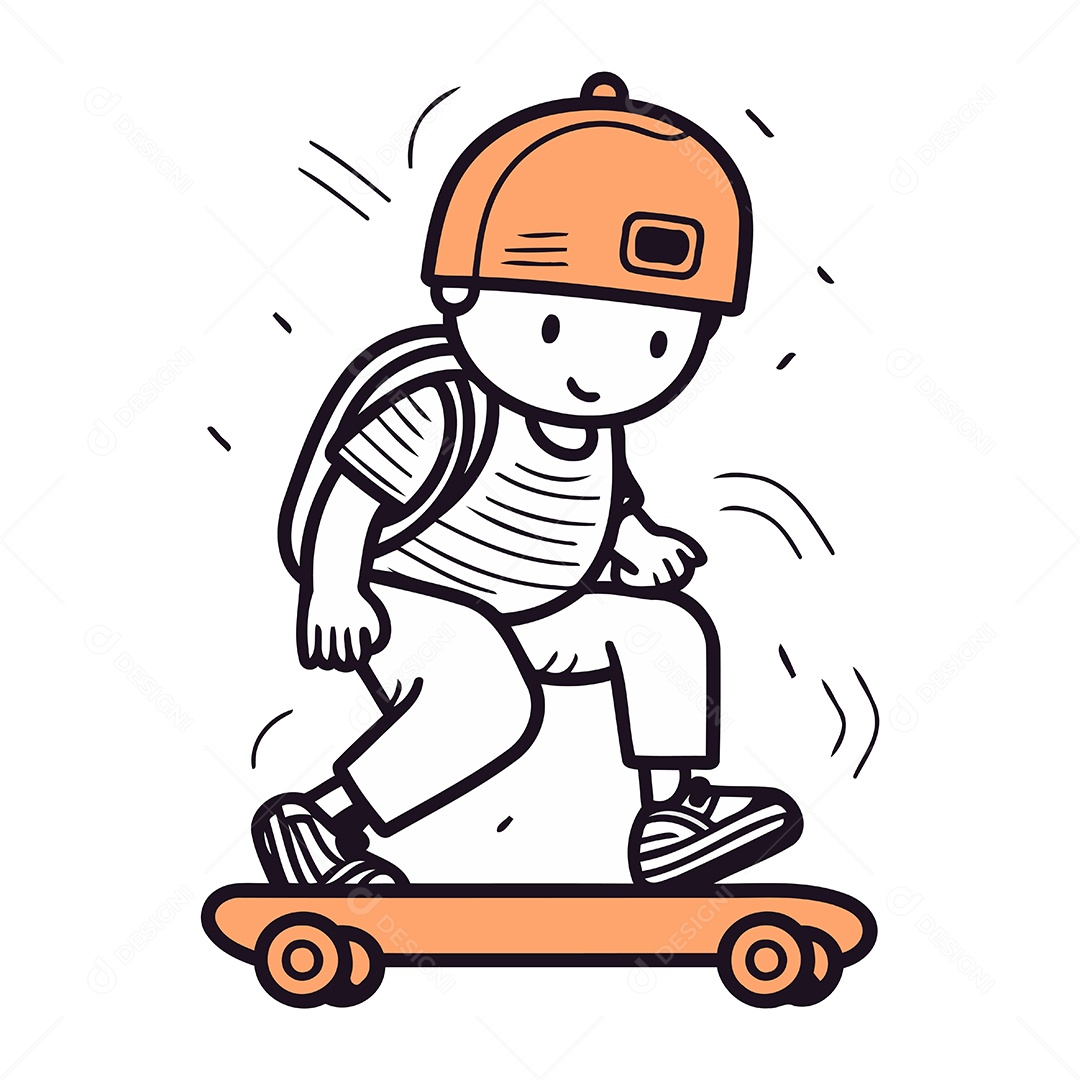 Menino Andando de Skate Ilustração Vetor EPS