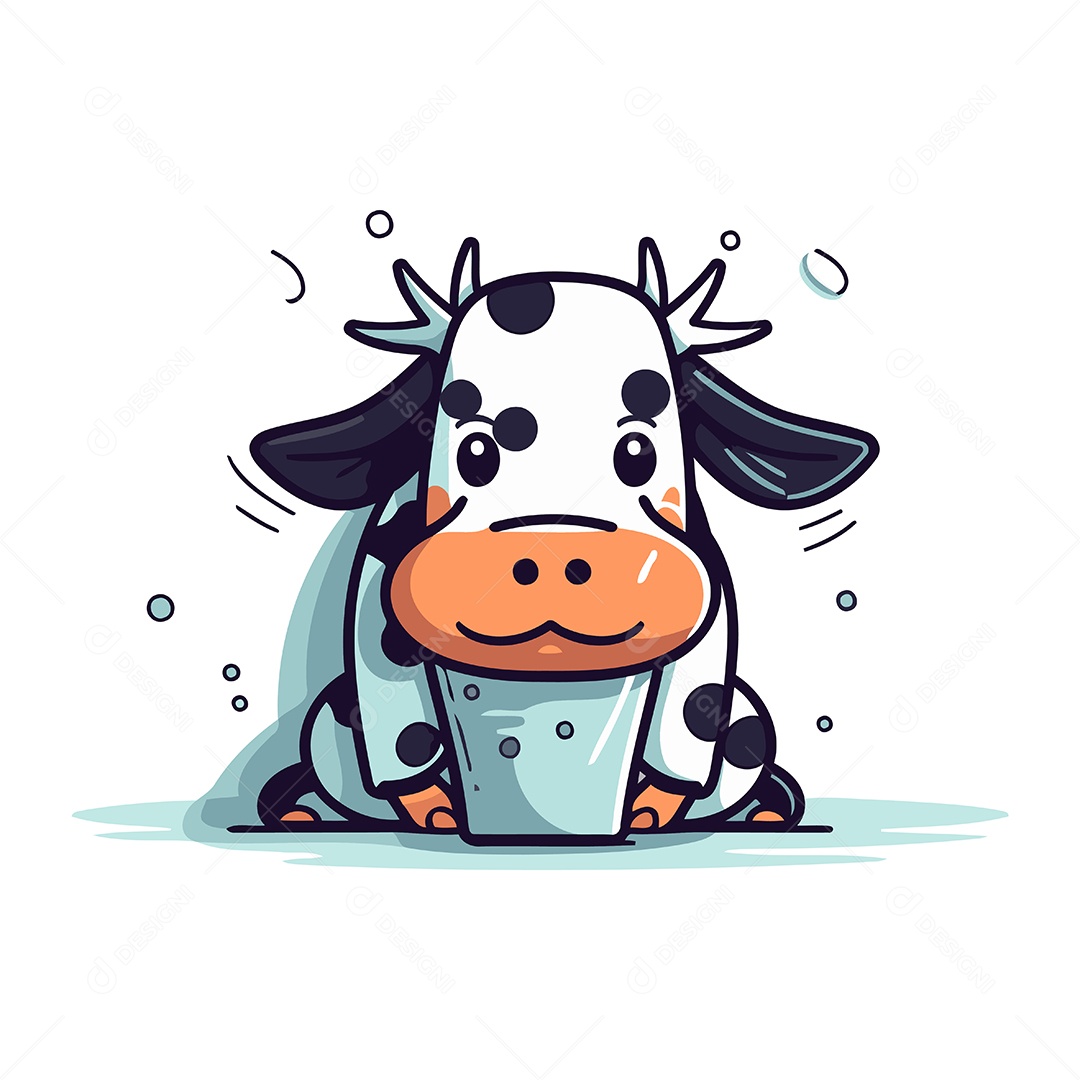 Vaca de Desenho Animado Ilustração Vetor EPS