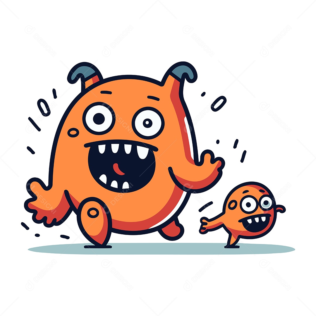 Monstros de Desenho Animado Ilustração Vetor EPS