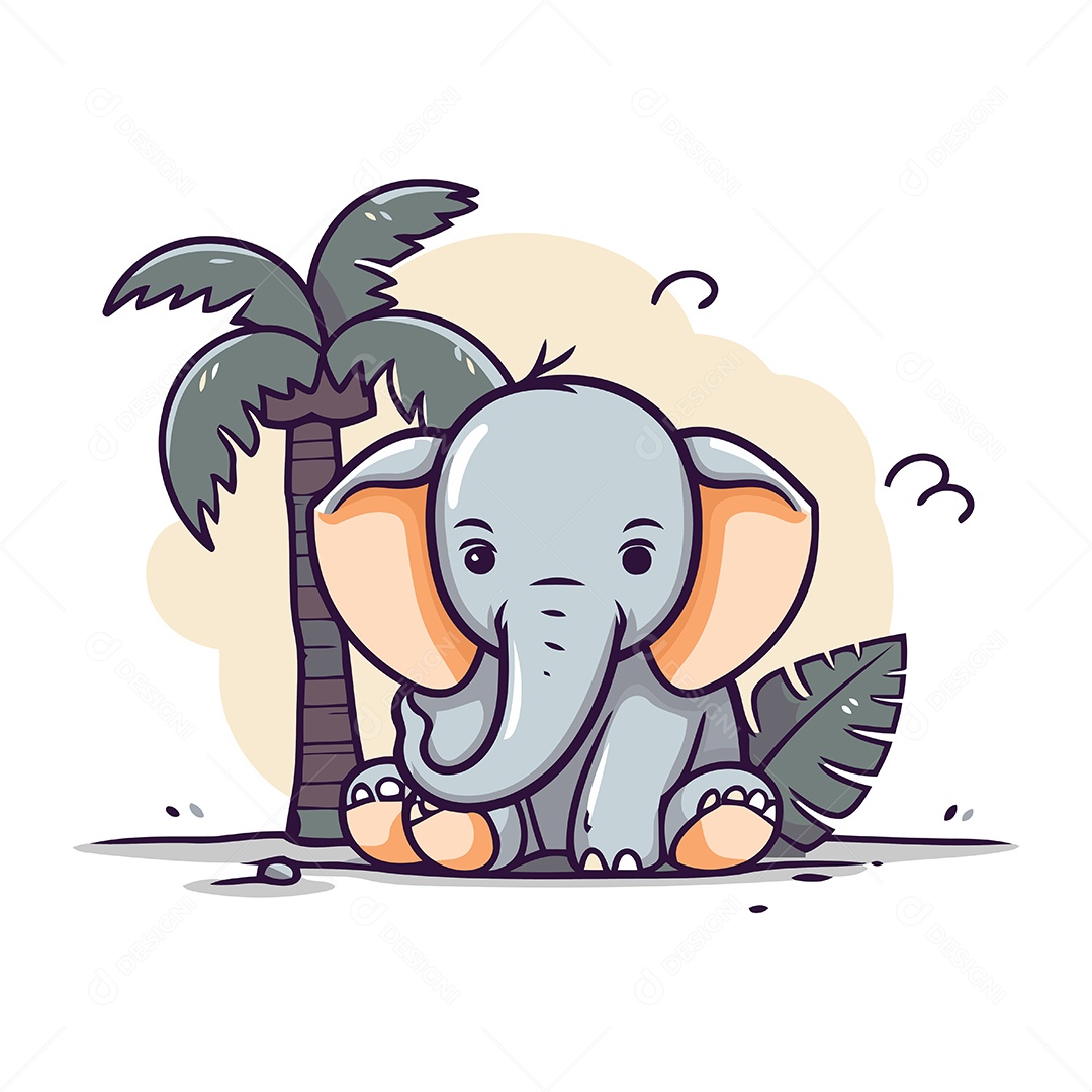 Elefante de Desenho Animado Ilustração Vetor EPS