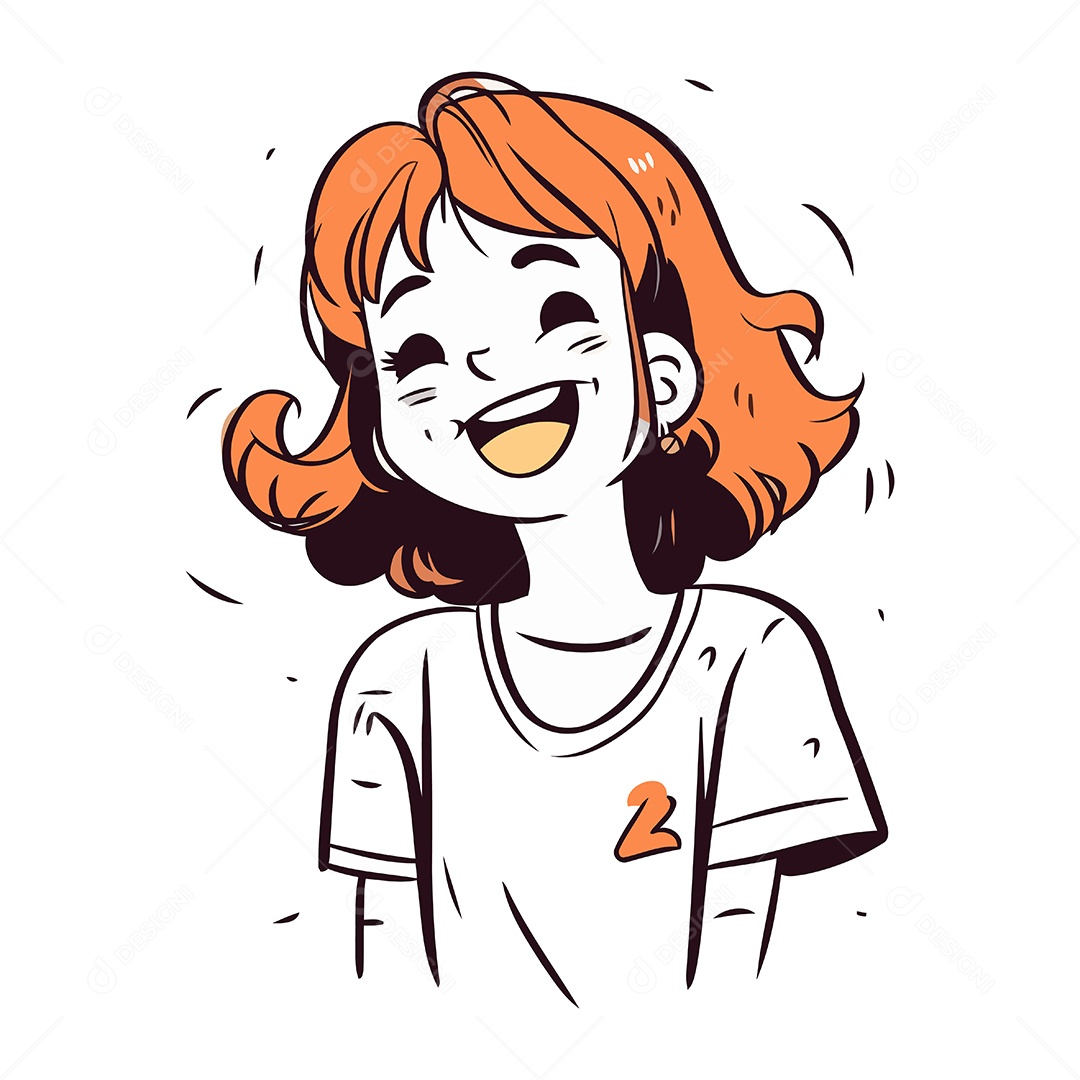 Garota Ruiva de Desenho Animado Ilustração Vetor EPS