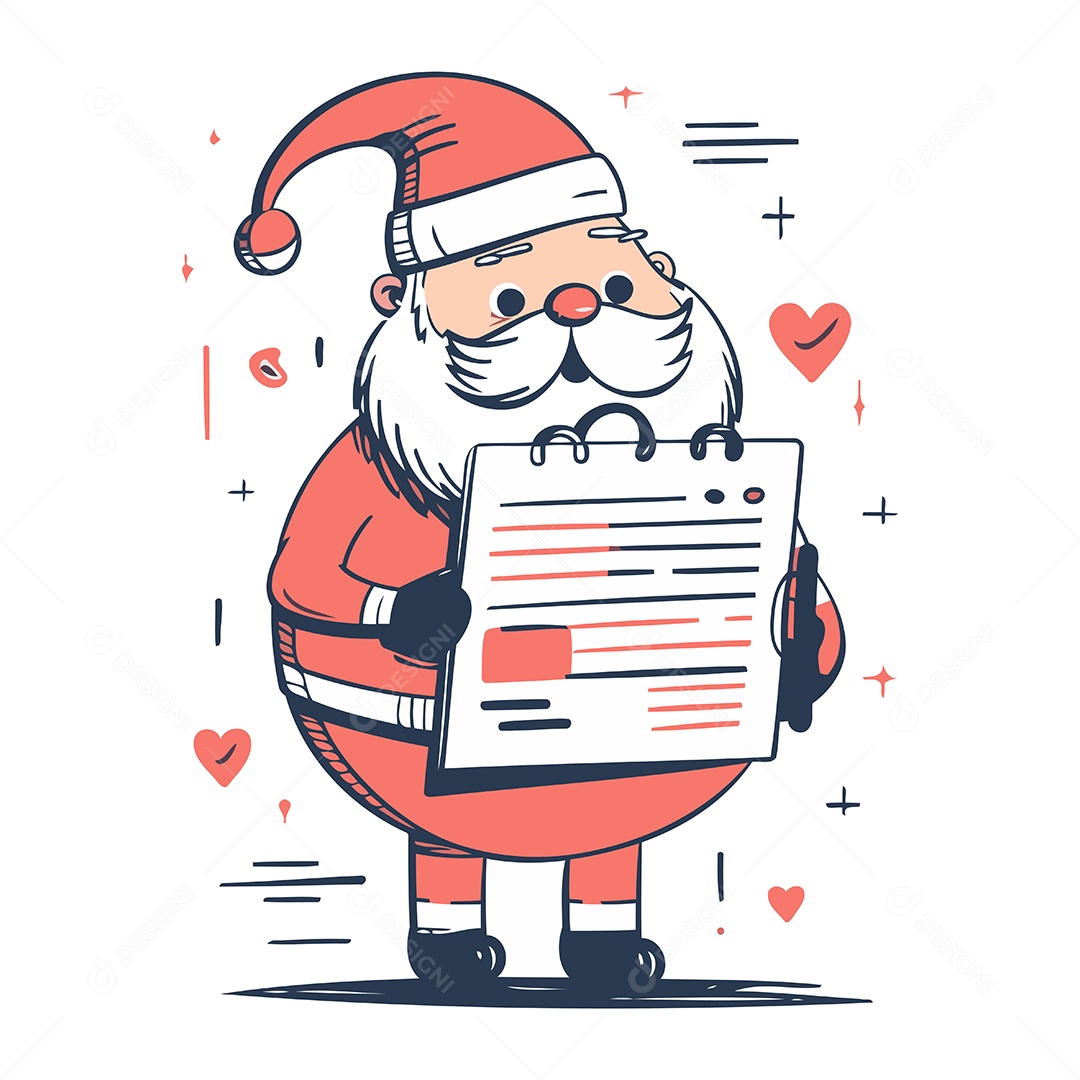Papai Noel com um Bloco de Notas Ilustração Vetor EPS