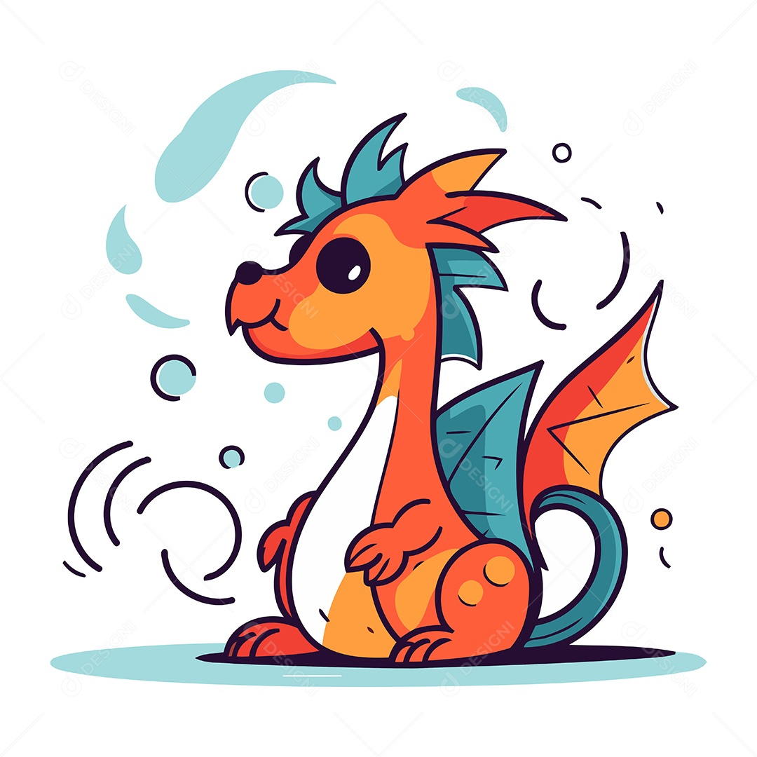 Dragão de Desenho Animado Ilustração Vetor EPS