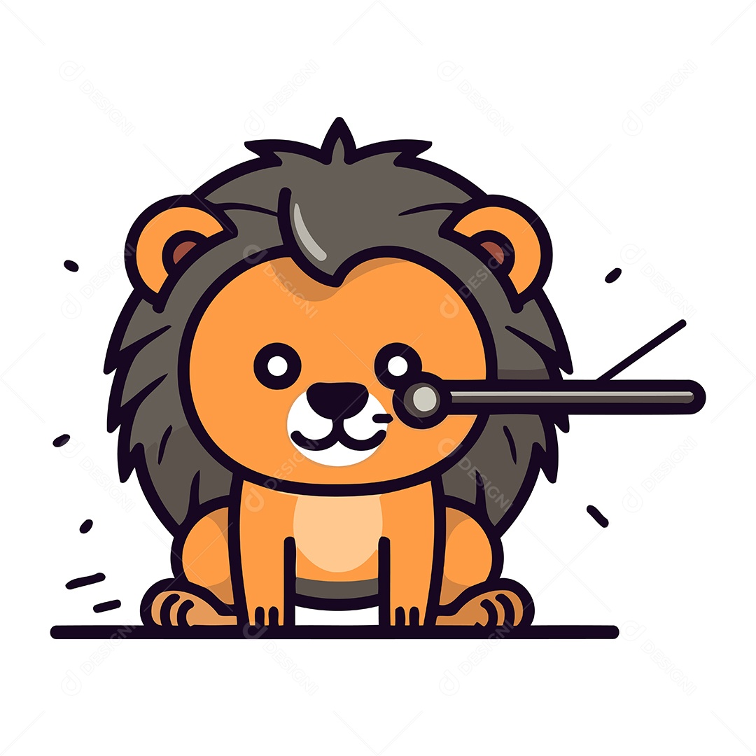Leão de Desenho Animado Ilustração Vetor EPS
