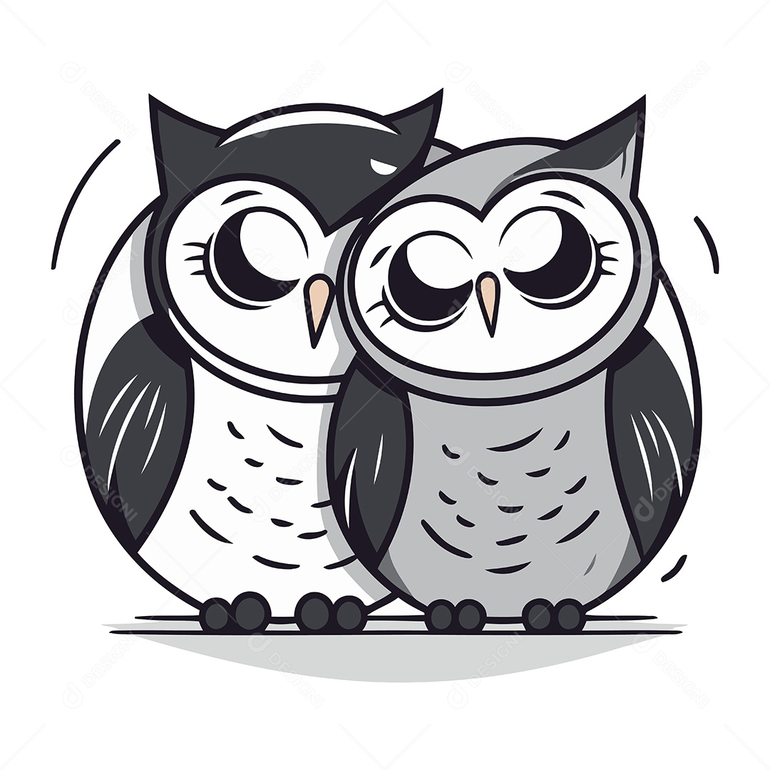 Corujas de Desenho Animado Ilustração Vetor EPS