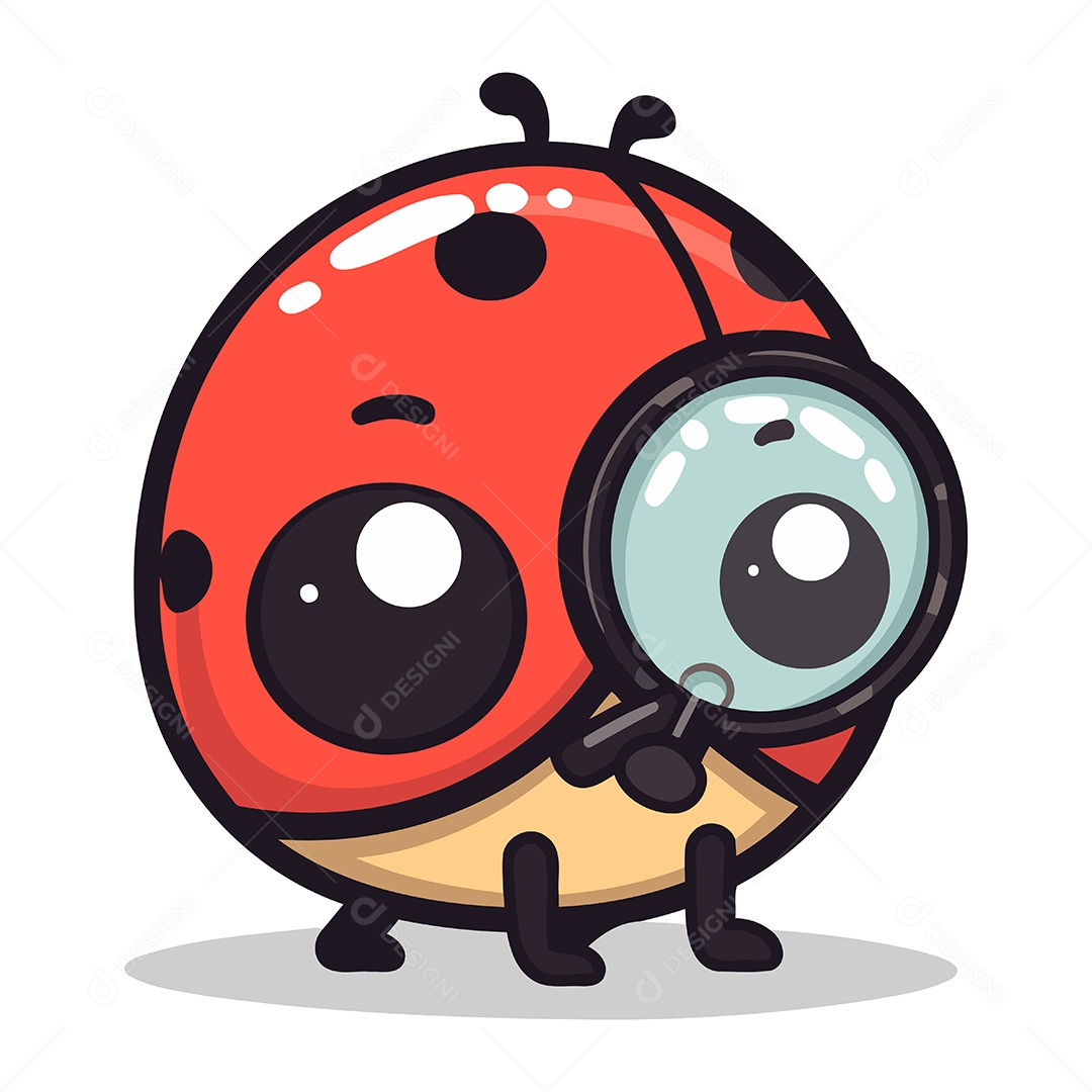 Joaninha de Desenho Animado com Lupa Ilustração Vetor EPS