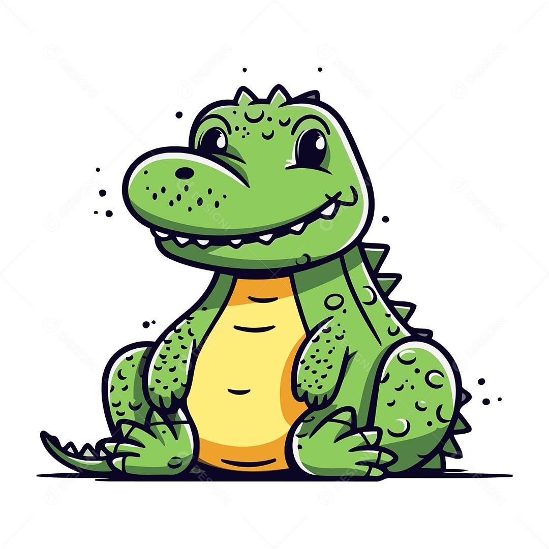 Crocodilo Fofo de Desenho Animado Ilustração Vetor EPS