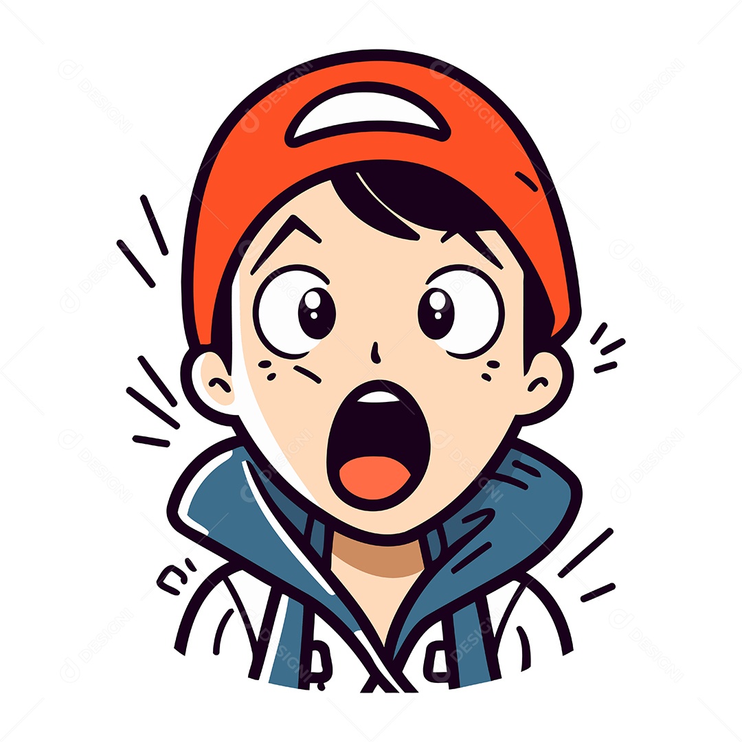 Menino Surpreso de Desenho Animado Ilustração Vetor EPS