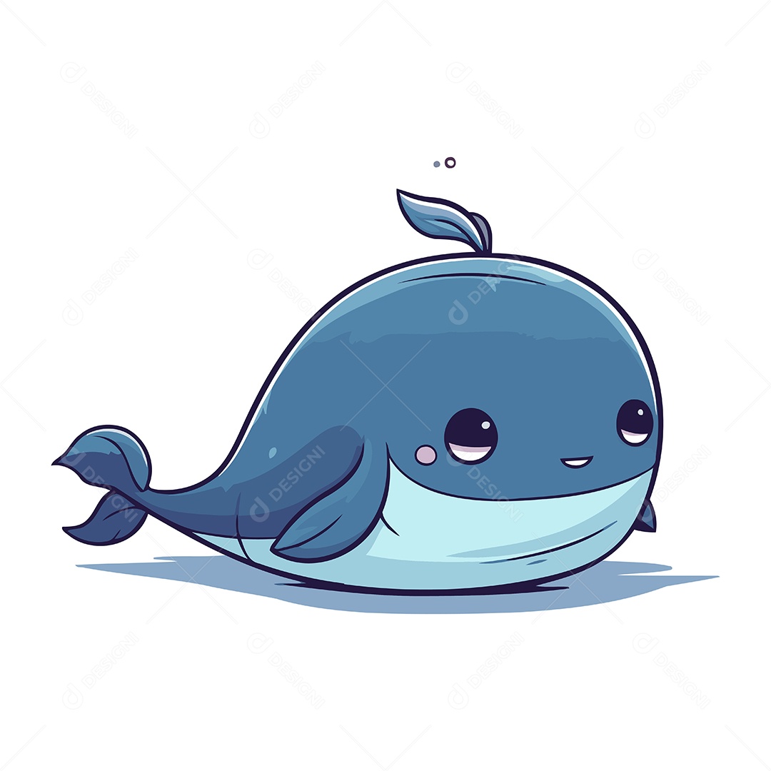 Baleia Azul Fofa de Desenho Animado Ilustração Vetor EPS