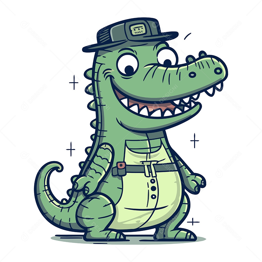 Crocodilo de Chapéu Ilustração Vetor EPS