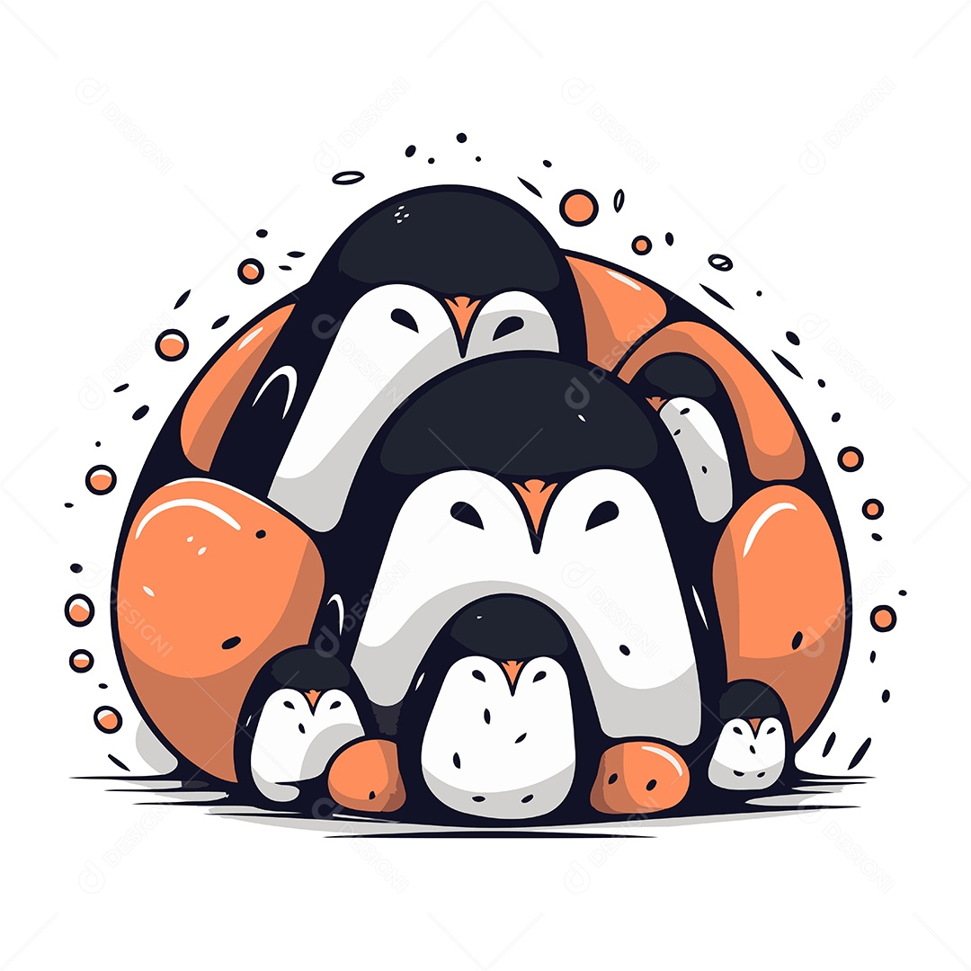 Pinguins de Desenho Animado Ilustração Vetor EPS