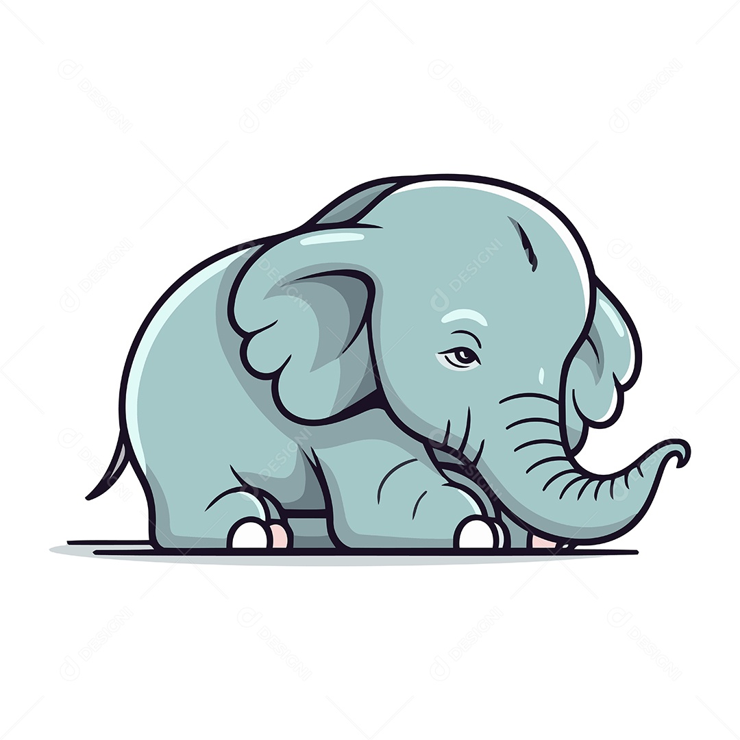 Elefante de Desenho Animado Ilustração Vetor EPS