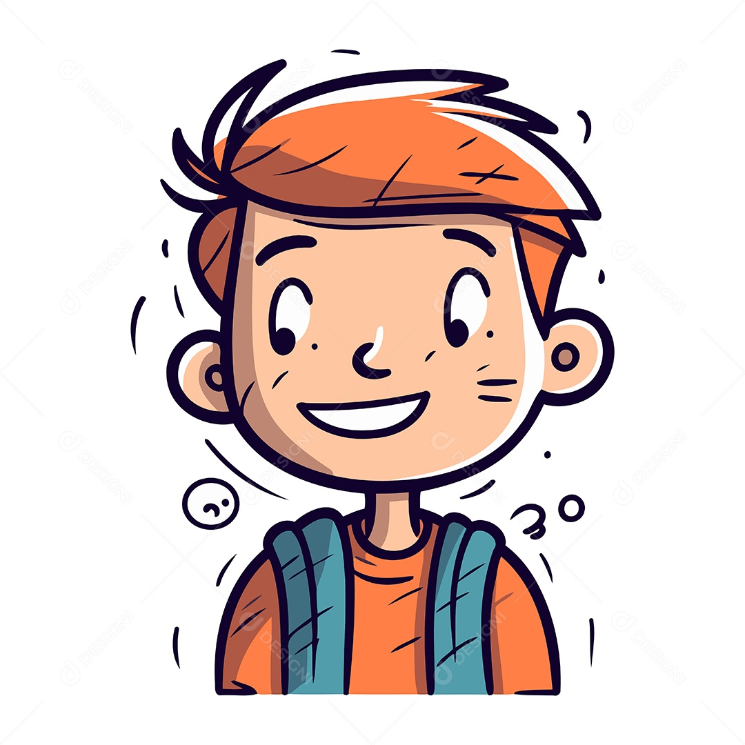 Menino Sorridente de Desenho Animado Ilustração Vetor EPS