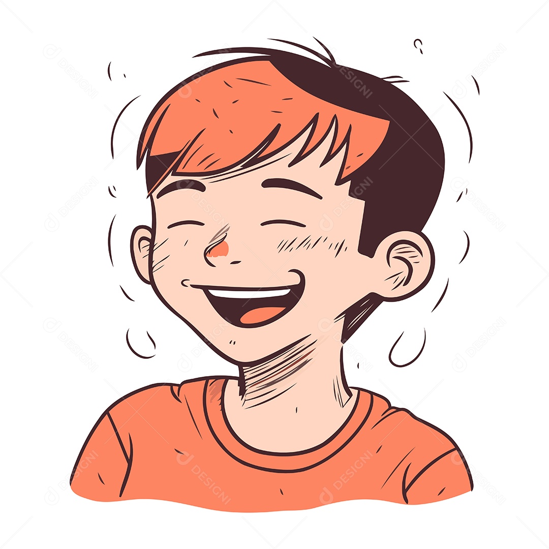 Menino Sorridente de Desenho Animado Ilustração Vetor EPS