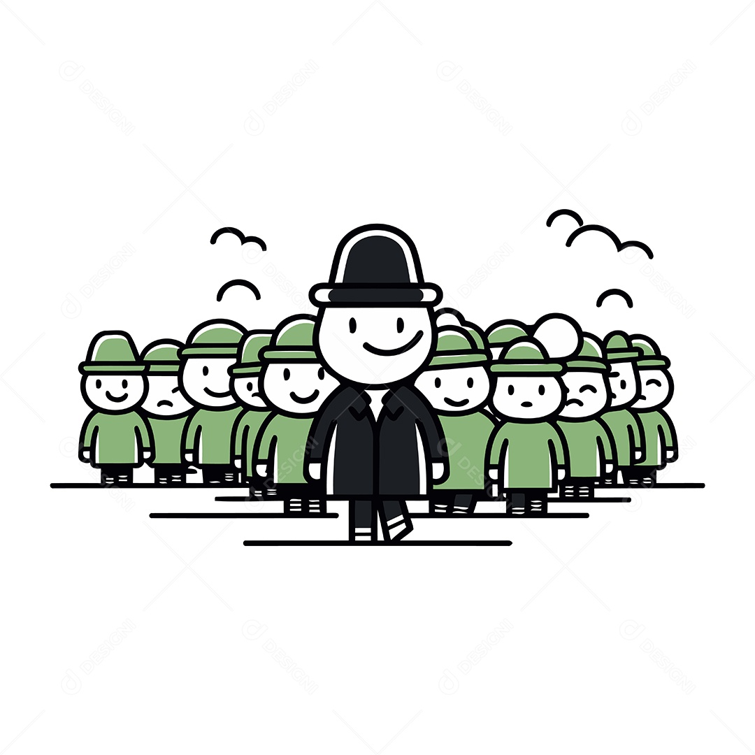 Homem de Chapéu em Pé no Meio de uma Multidão Ilustração Vetor EPS