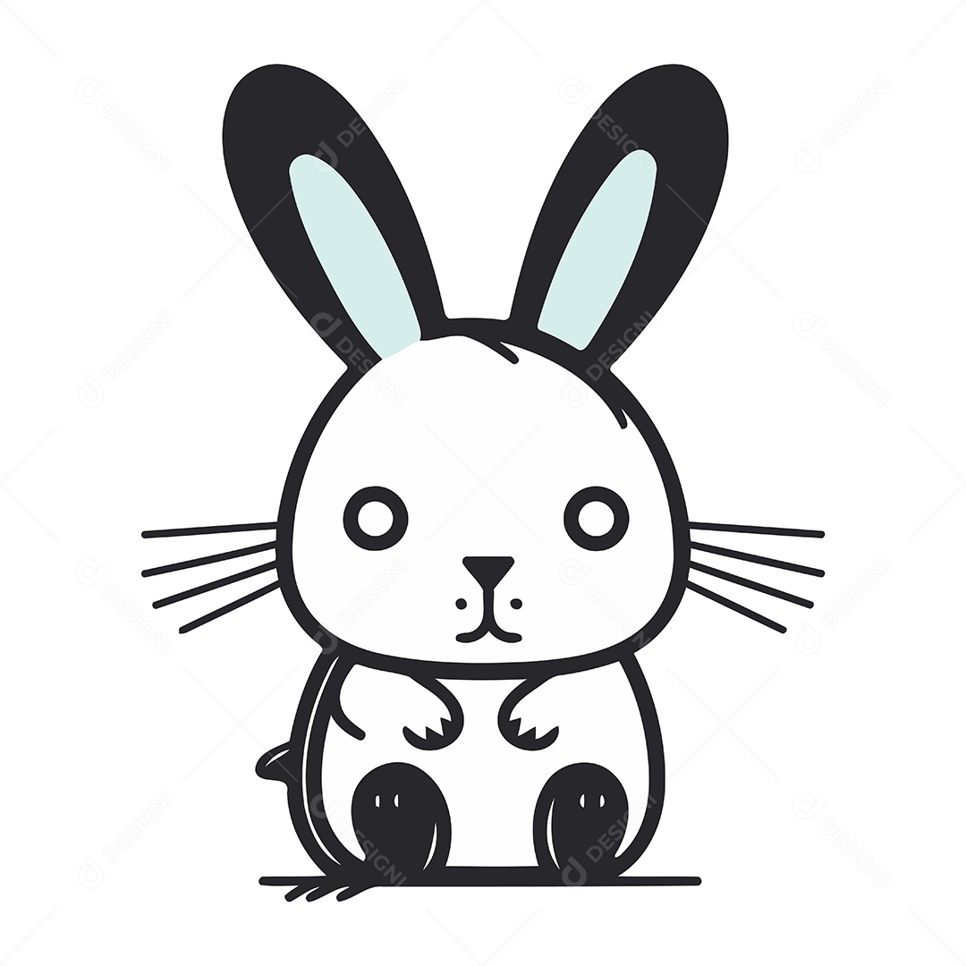 Coelho Bonito de Desenho Animado Ilustração Vetor EPS