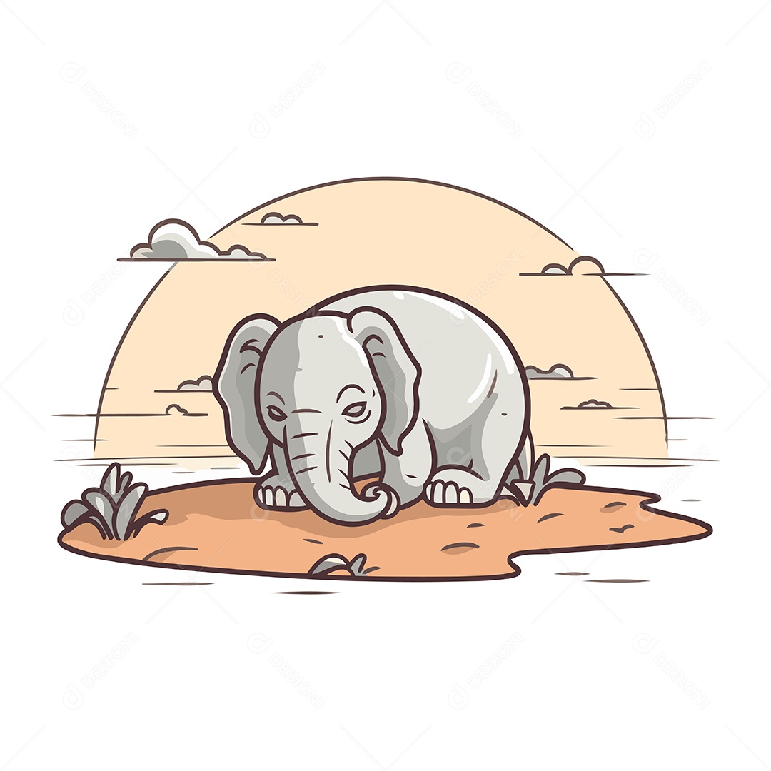 Elefante de Desenho Animado Ilustração Vetor EPS