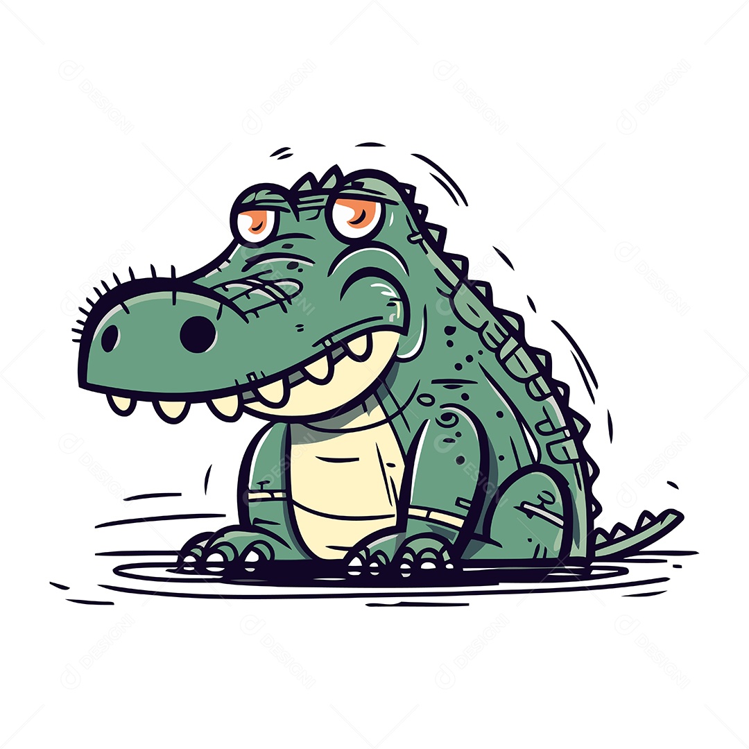 Crocodilo de Desenho Animado Ilustração Vetor EPS