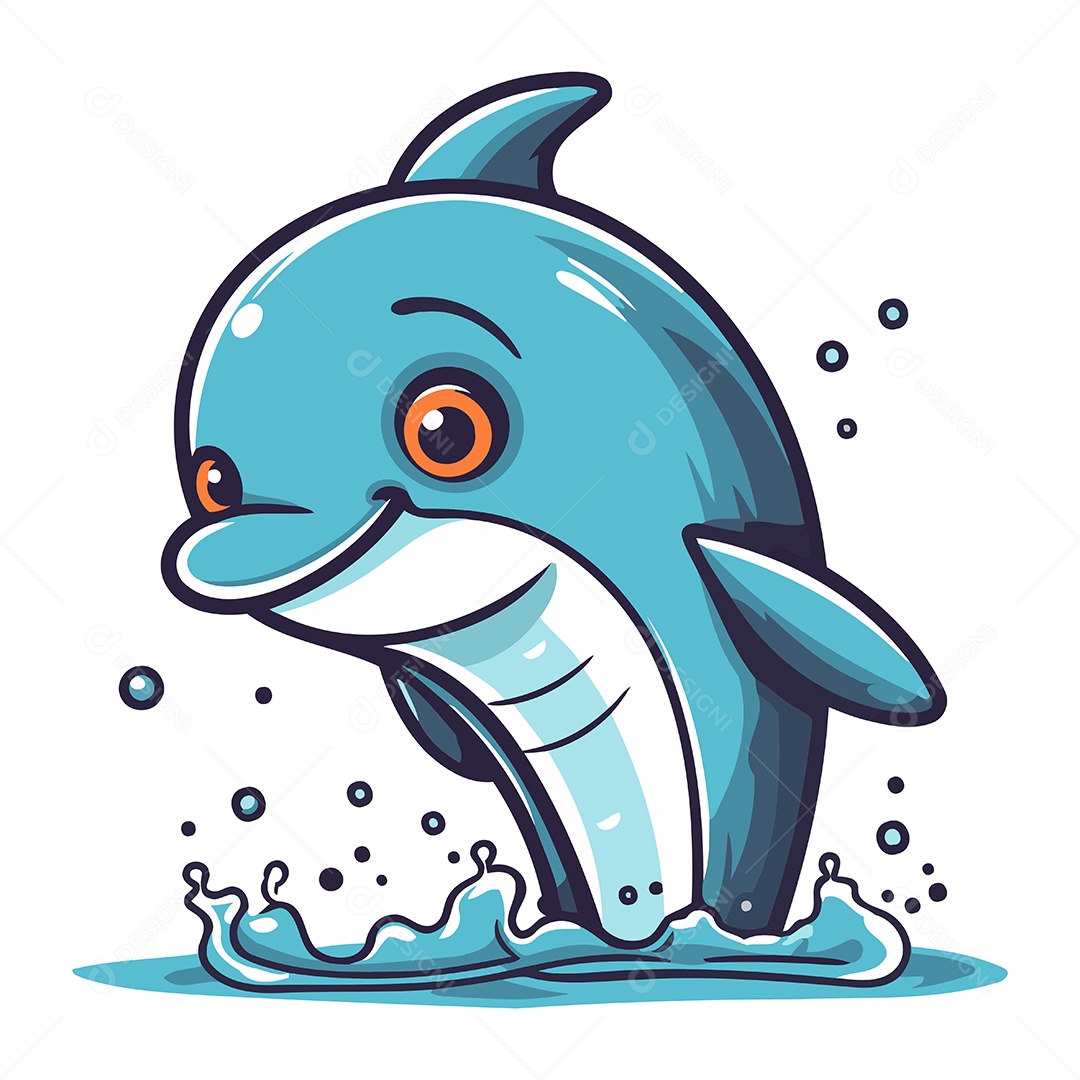 Golfinho de Desenho Animado Ilustração Vetor EPS